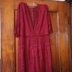 Maroon lace romper dress